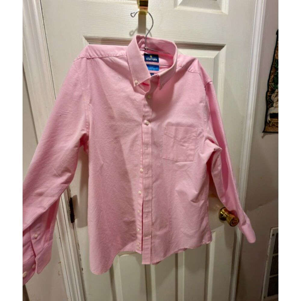 Stafford Cool Max Pink Men's Button Down Shirt Size Large 16-16.5